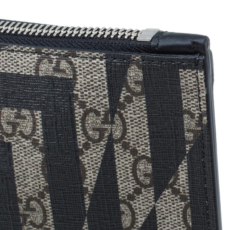 Pre Owned Gucci Beige/Black GG Coated Canvas Caleido Strap Pouch
