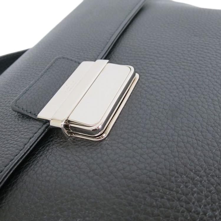 Pre Owned Gucci Black Pebbled Leather Portfolio Briefcase