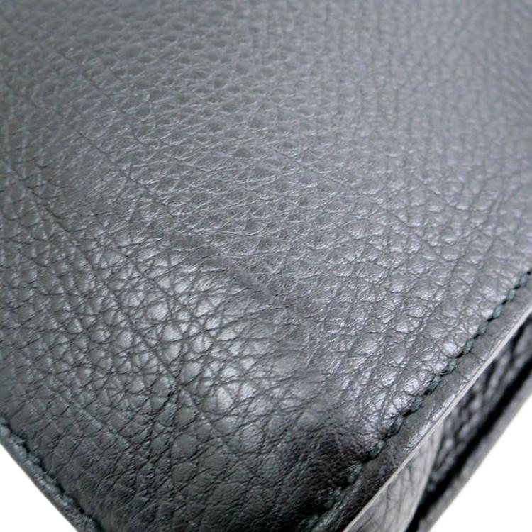 Pre Owned Gucci Black Pebbled Leather Portfolio Briefcase
