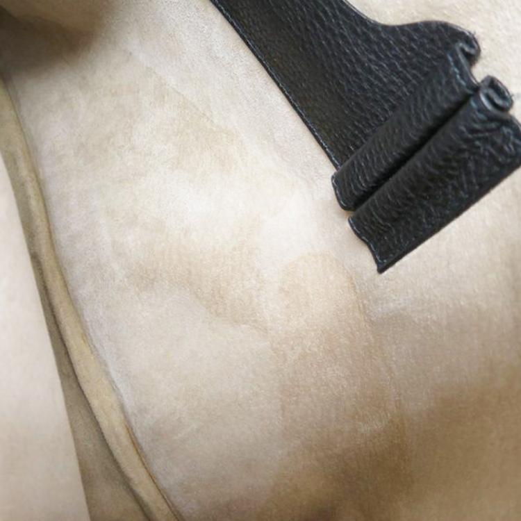 Pre Owned Gucci Black Pebbled Leather Portfolio Briefcase