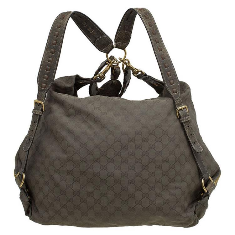 مملوكة مسبقًا Gucci Fatigue Green GG Canvas and Leather Large Darwin Convertible Backpack