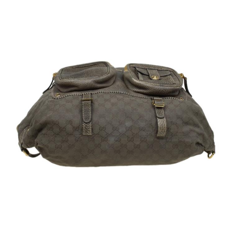 مملوكة مسبقًا Gucci Fatigue Green GG Canvas and Leather Large Darwin Convertible Backpack