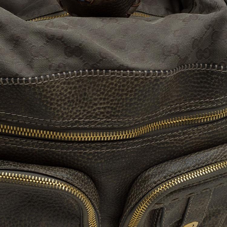 مملوكة مسبقًا Gucci Fatigue Green GG Canvas and Leather Large Darwin Convertible Backpack