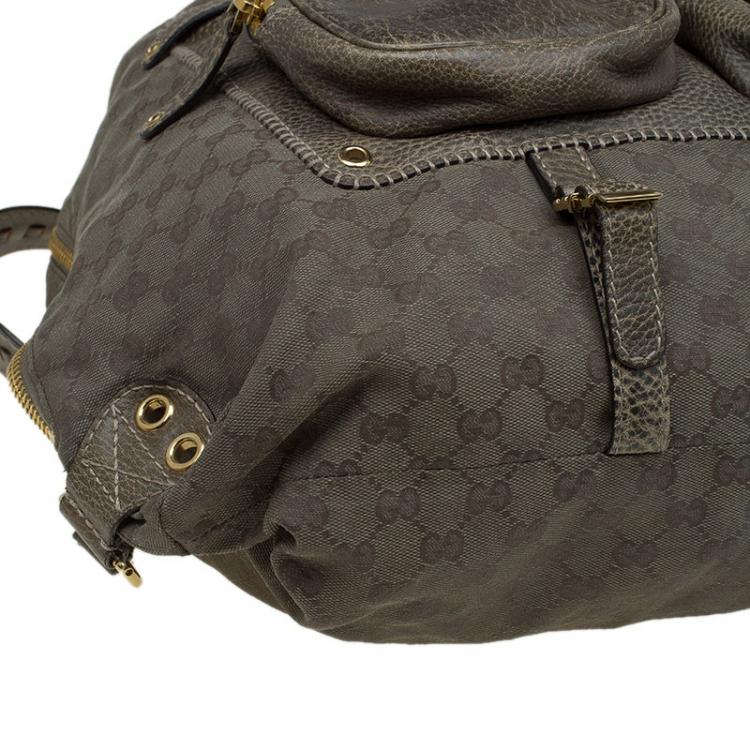 مملوكة مسبقًا Gucci Fatigue Green GG Canvas and Leather Large Darwin Convertible Backpack