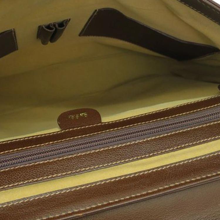 Pre Owned Gucci Brown Leather Briefcase