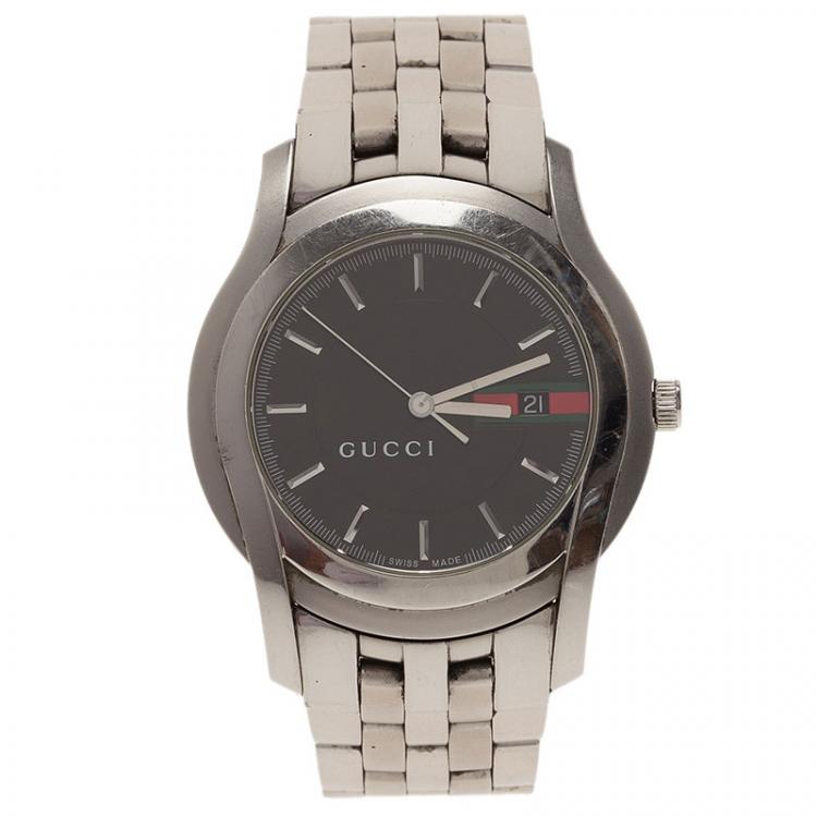 Pre Owned Gucci Black Stainless Steel 5500XL Men's Wristwatch 38MM