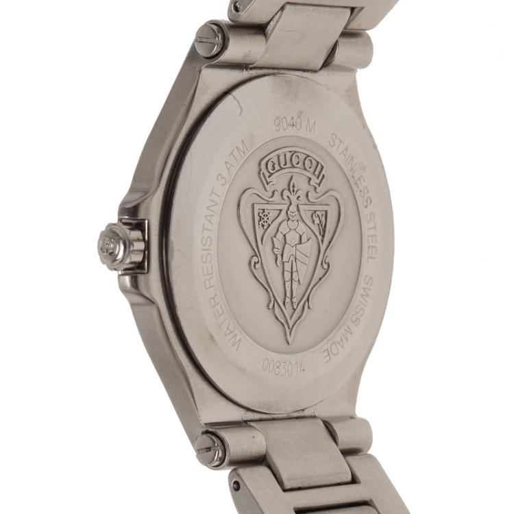 Pre Owned Gucci Black Stainless Steel 9040M Men's Wristwatch 35 mm