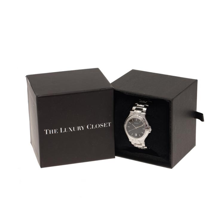 Pre Owned Gucci Black Stainless Steel 9040M Men's Wristwatch 35 mm