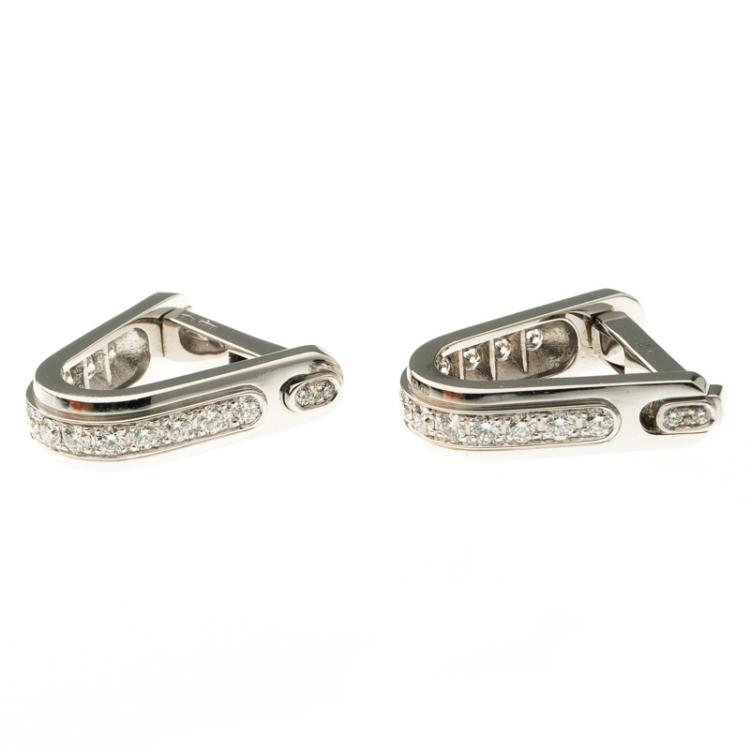Pre Owned Harry Winston Diamonds & 18k White Gold Stirrup Arched Wraparound Cufflinks