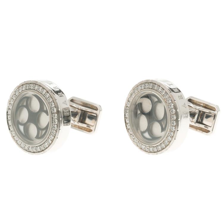 Pre Owned Harry Winston Ocean Diamonds & 18k White Gold Round Cufflinks