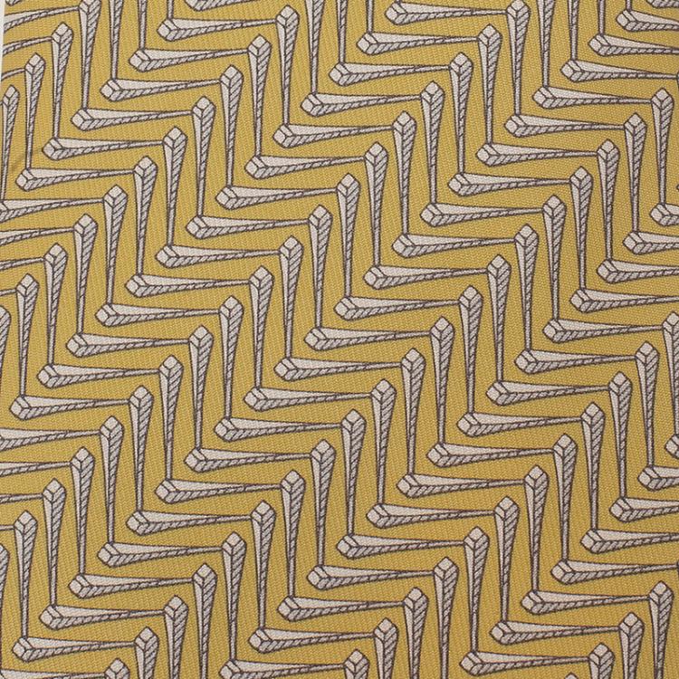 Pre Owned Hermes Yellow Printed Silk Tie