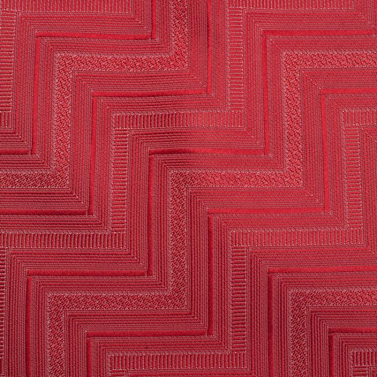 Pre Owned Hermes Red Zig Zag Pattern Woven Silk Tie