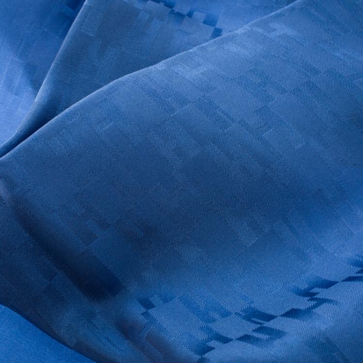 Pre Owned Hermes Blue Silk Grand H Pocket Square 