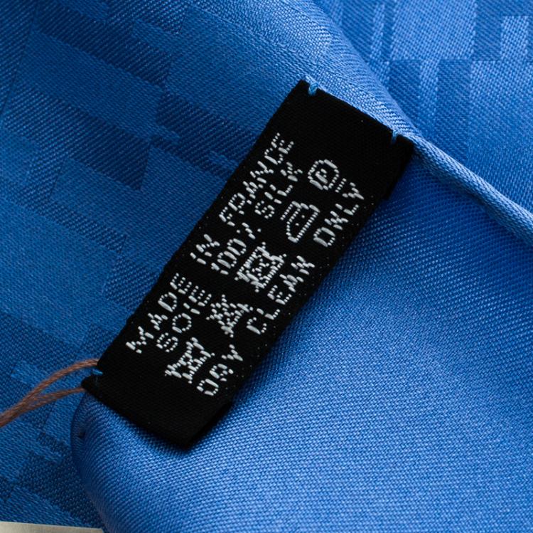 Pre Owned Hermes Blue Silk Grand H Pocket Square 