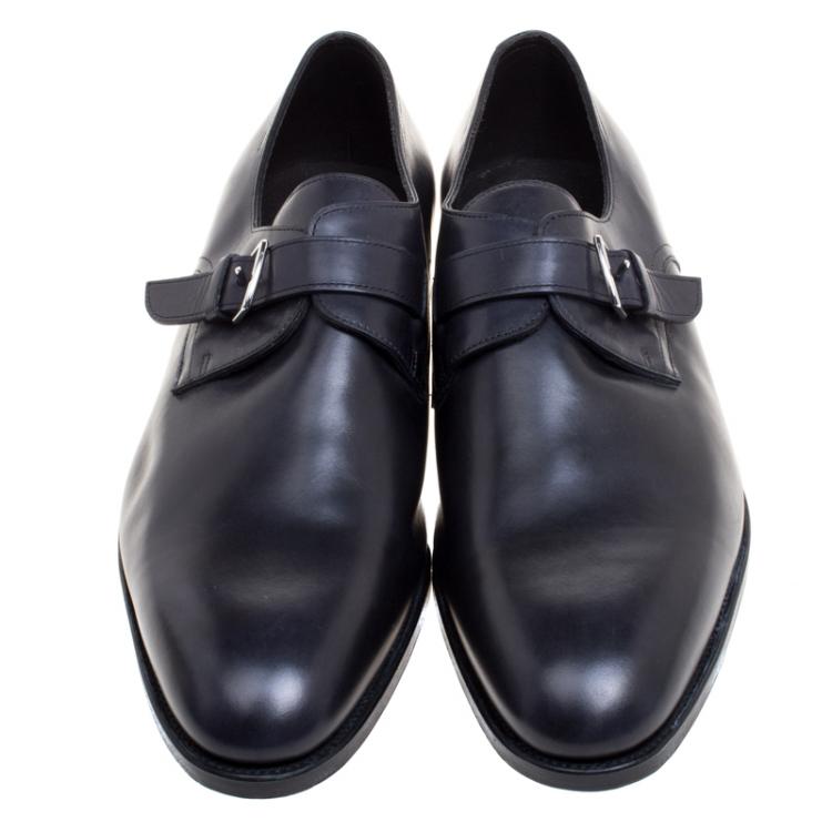 Pre Owned Hermes Black Leather Buckle Derby Size 43.5