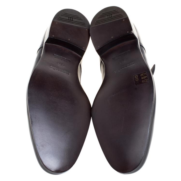 Pre Owned Hermes Black Leather Buckle Derby Size 43.5