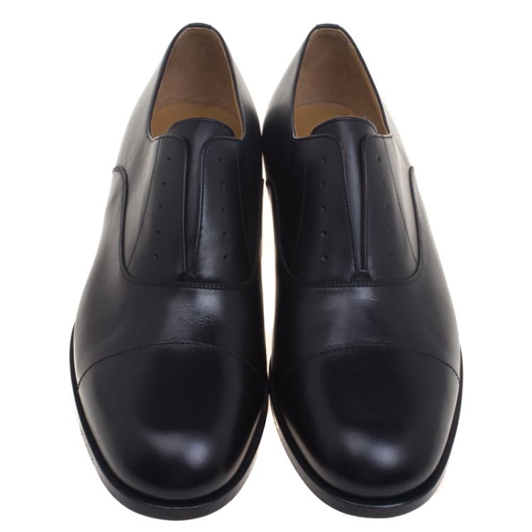 Pre Owned Hermes Black Leather Napoli Derby Size 44