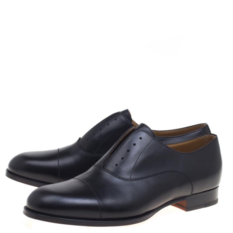 Pre Owned Hermes Black Leather Napoli Derby Size 44