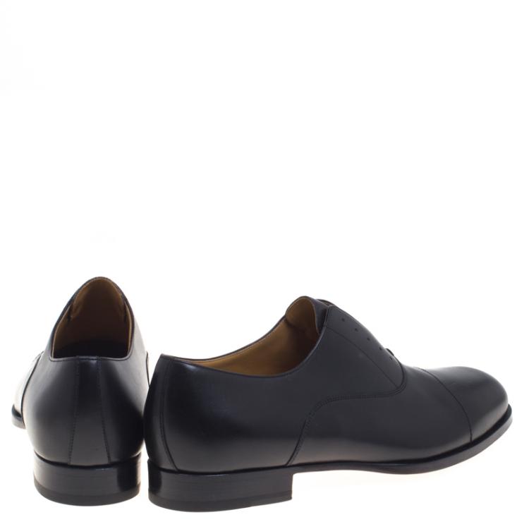 Pre Owned Hermes Black Leather Napoli Derby Size 44