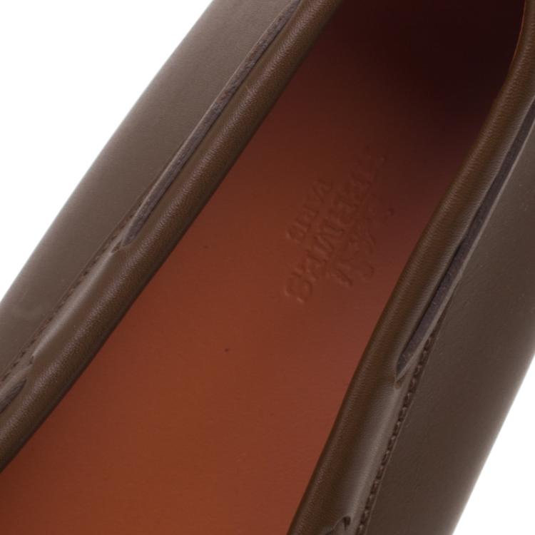 مملوكة مسبقًا Hermes Brown Leather Leonard Tassel Moccasins Size 44