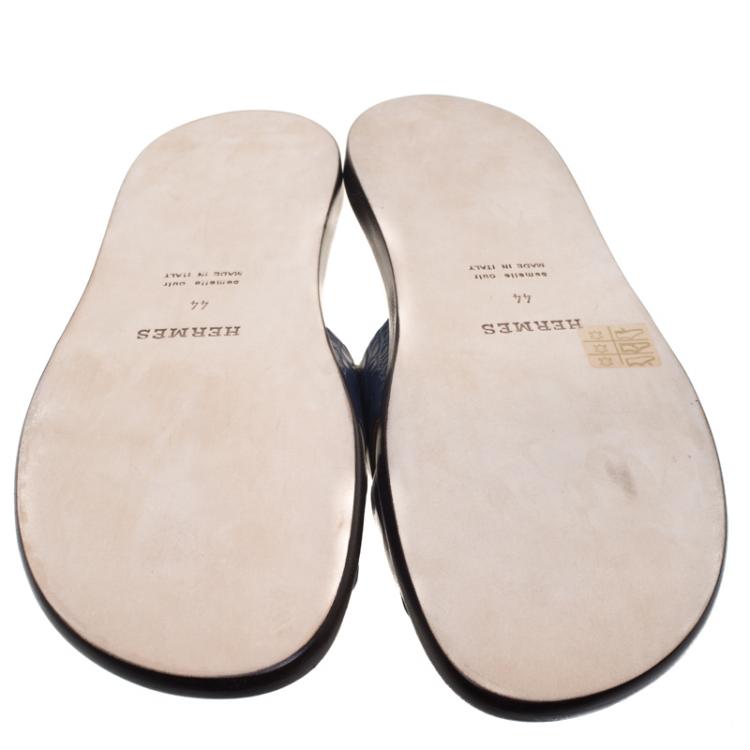 Pre Owned Hermes Indigo Blue Alligator Izmir Sandals Size 44