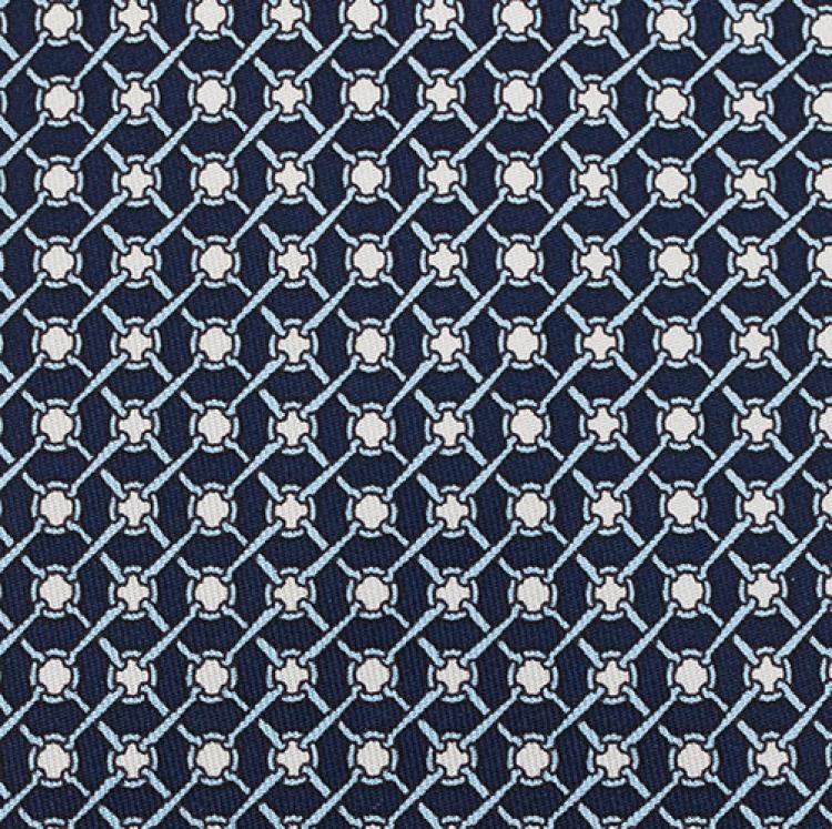 Pre Owned Hermes Navy Blue Printed Silk Tie