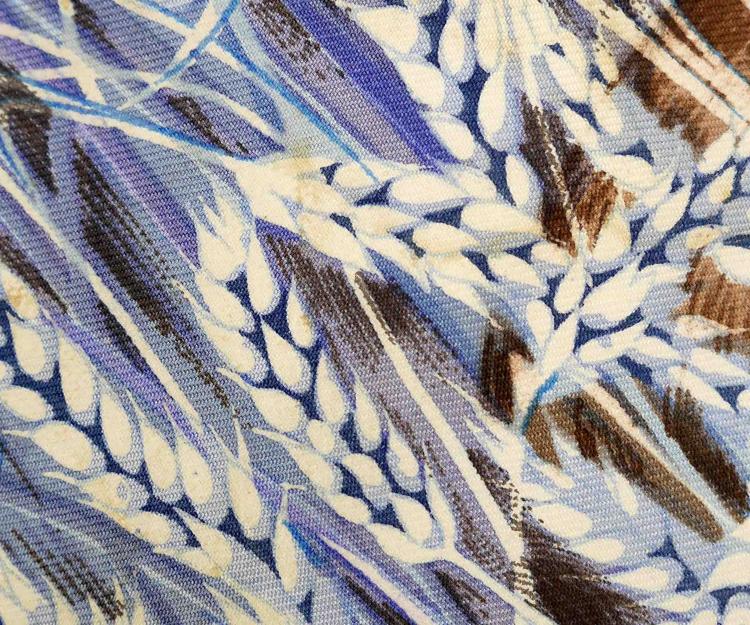 Pre Owned Hermes Blue Wheat Printed Silk Tie