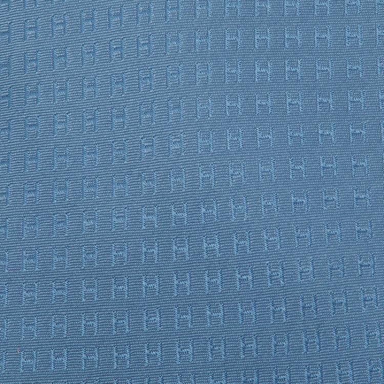 Pre Owned Hermes Light Blue H Logo Silk Tie