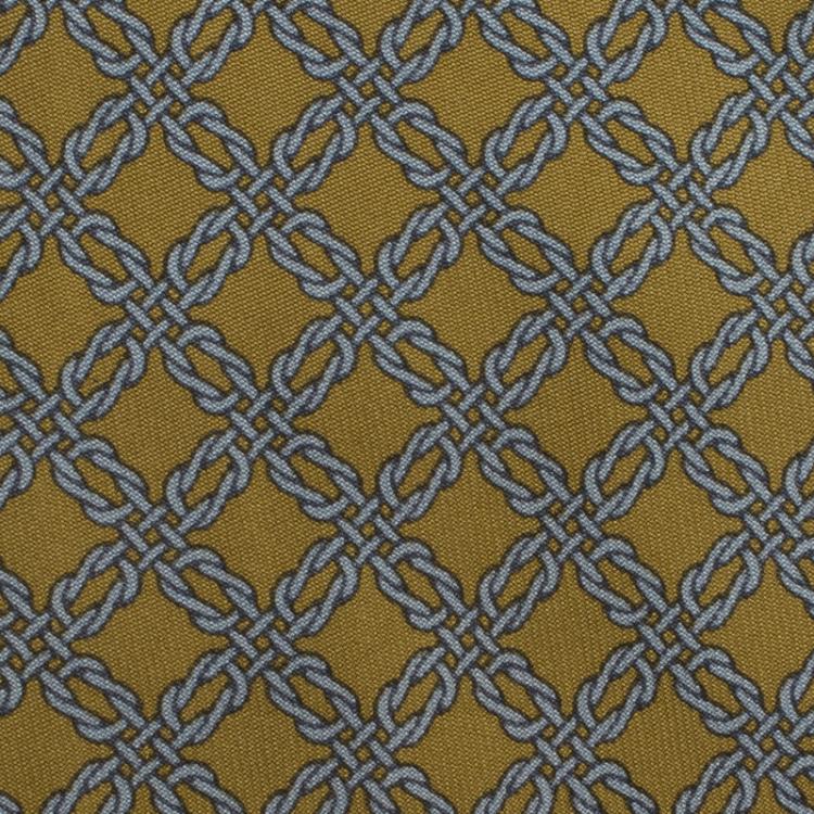 Pre Owned Hermes Blue and Yellow Printed Silk Tie