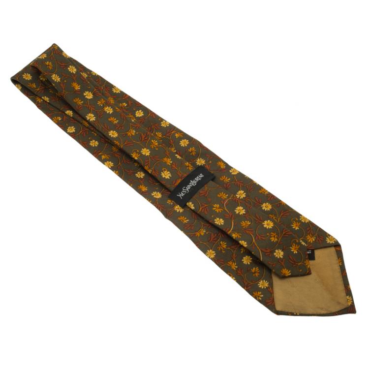 Pre Owned Hermes Green Printed Silk Tie 