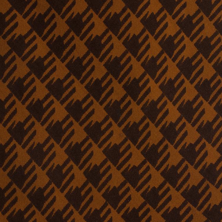 Pre Owned Hermes Orange and Brown Printed Silk Tie