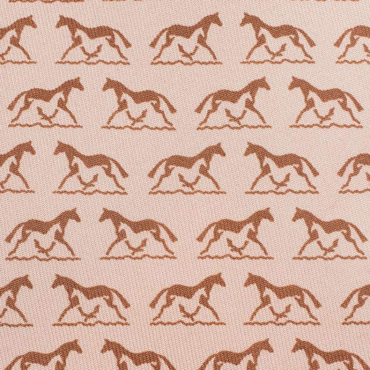 Pre Owned Hermes Beige Horse Print Silk Tie