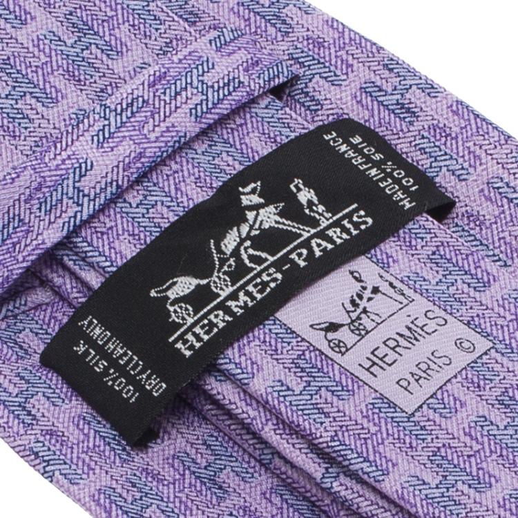 مملوكة مسبقًا Hermes Purple H Logo Woven Silk Tie