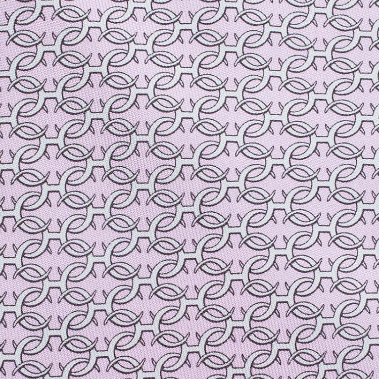 Pre Owned Hermes Lilac Printed Silk Tie