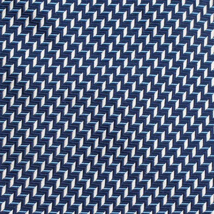 Pre Owned Hermes Blue & White Woven Silk Tie