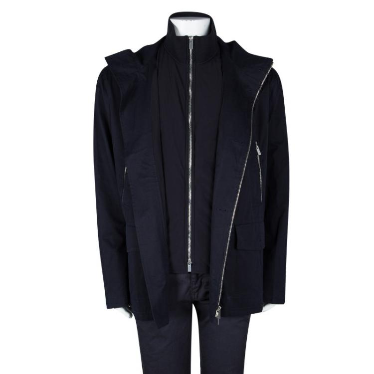 Pre Owned Hermes Navy Blue Jacket and Vest Set 4XL