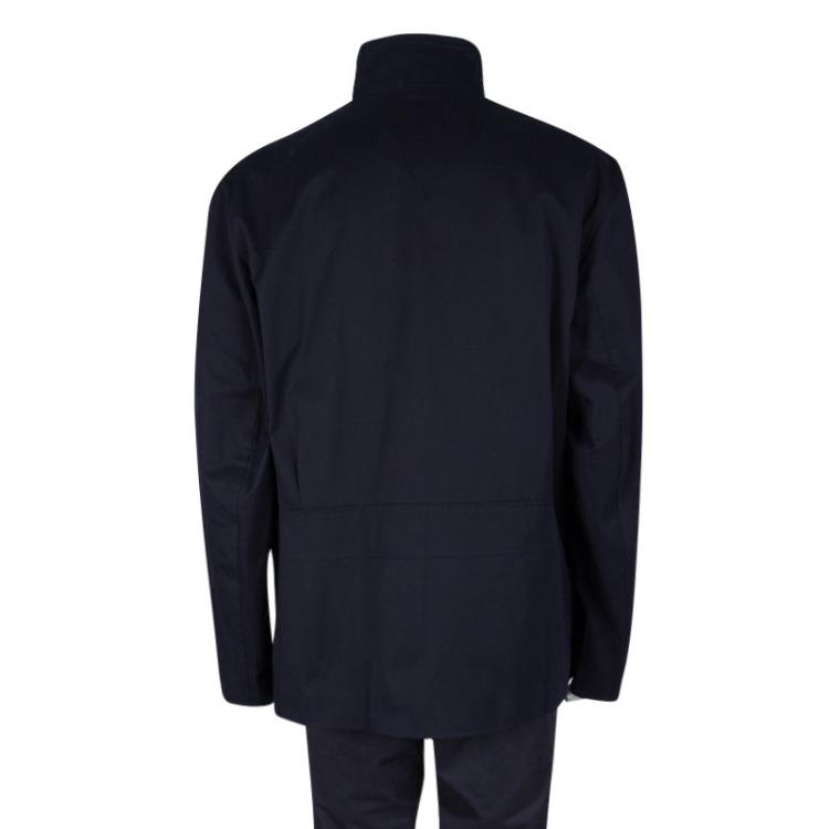 Pre Owned Hermes Navy Blue Jacket and Vest Set 4XL