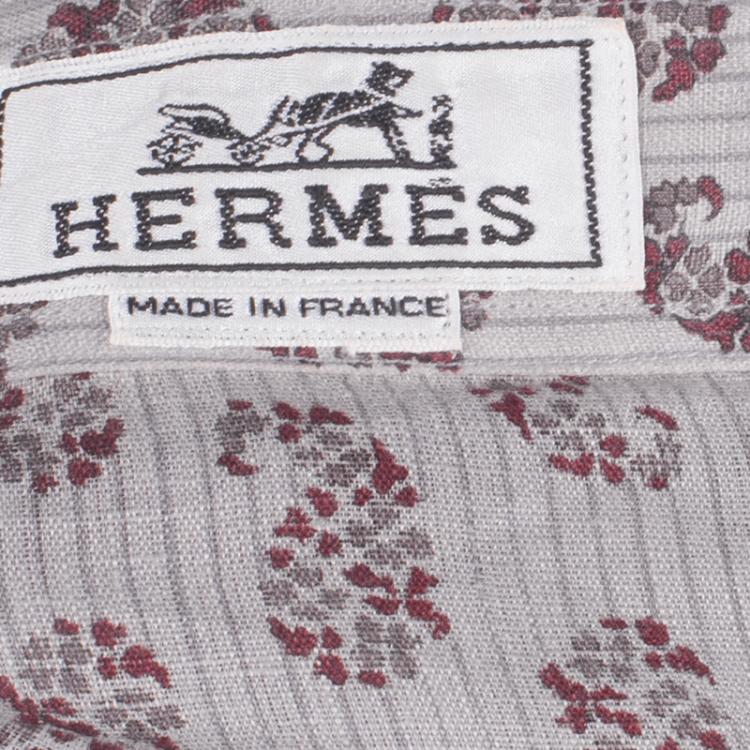 Pre Owned Hermes Men's Beige Printed Shirt L