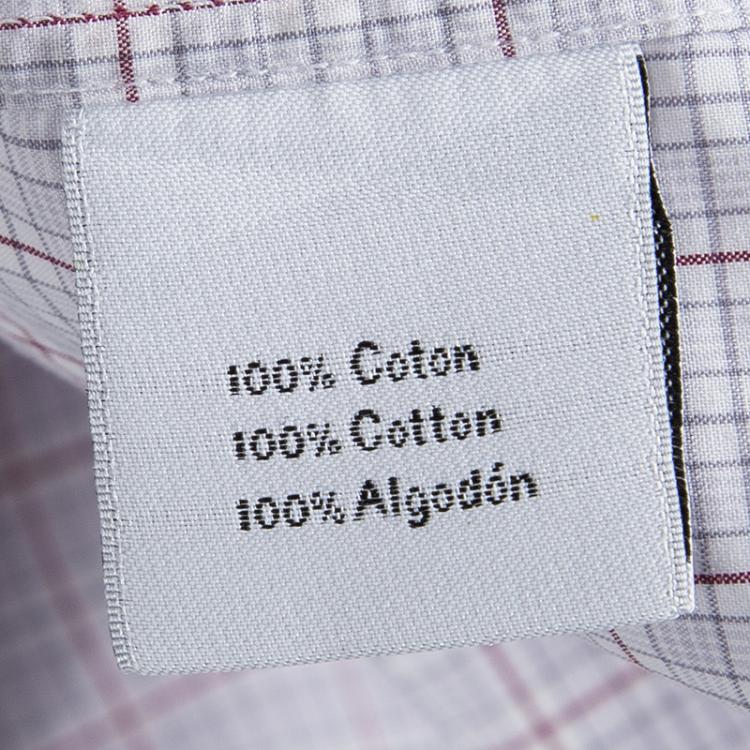 Pre Owned Hermes Checked Cotton Long Sleeve Button Down Shirt L