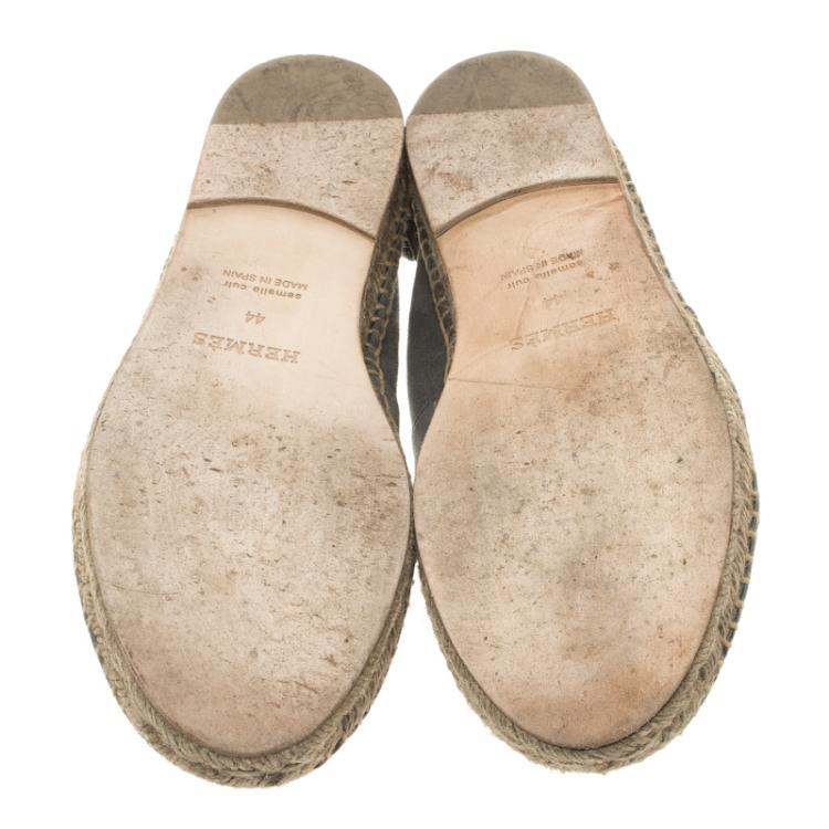 Pre Owned Hermes Grey Nubuck Espadrilles Size 44