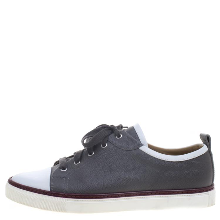 Pre Owned Hermes Two Tone Leather Inside Lace Up Sneakers Size 43