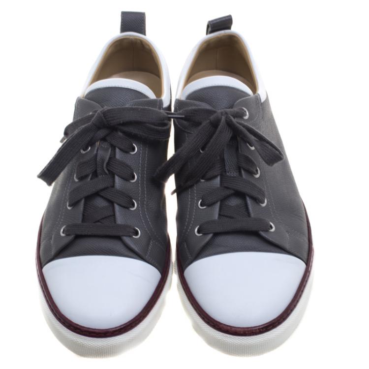 Pre Owned Hermes Two Tone Leather Inside Lace Up Sneakers Size 43
