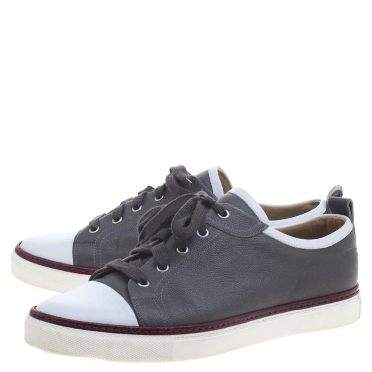 Pre Owned Hermes Two Tone Leather Inside Lace Up Sneakers Size 43