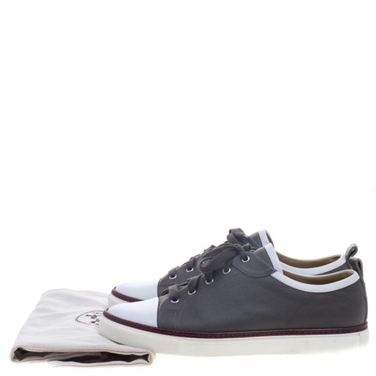 Pre Owned Hermes Two Tone Leather Inside Lace Up Sneakers Size 43