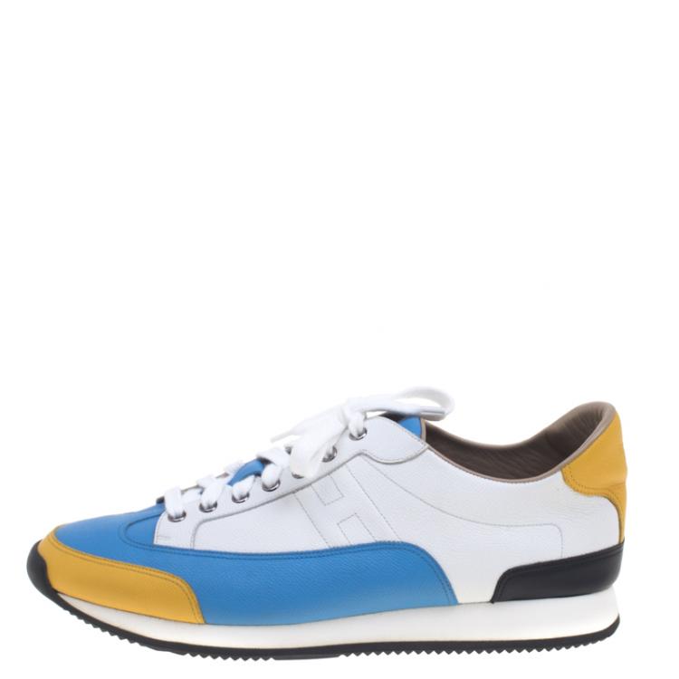 Pre Owned Hermes Multicolor Leather Lace Up Sneakers Size 44