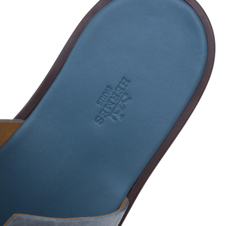 Pre Owned Hermes Sky Blue Suede Izmir Sandals Size 43.5
