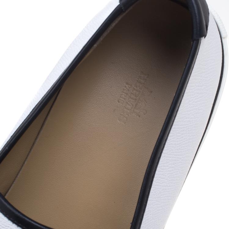 Pre Owned Hermes Two Tone Brogue Leather Must Tassel Loafers Size 43.5