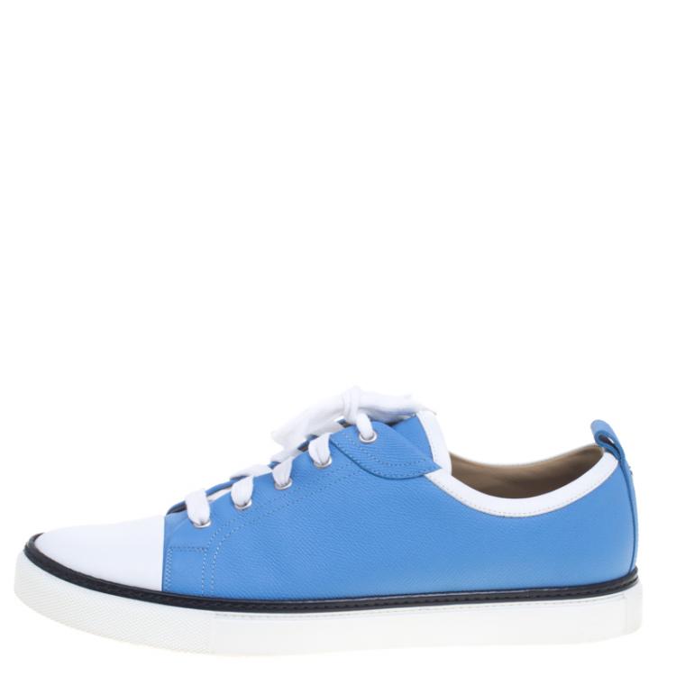 Pre Owned Hermes Two Tone Leather Inside Lace Up Sneakers Size 43.5
