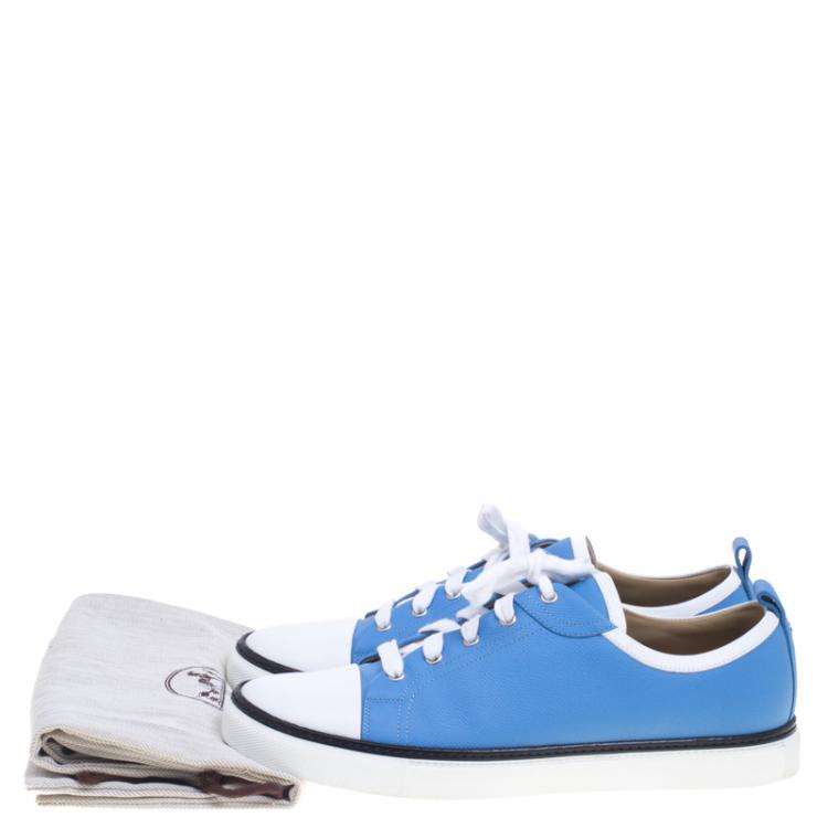 Pre Owned Hermes Two Tone Leather Inside Lace Up Sneakers Size 43.5