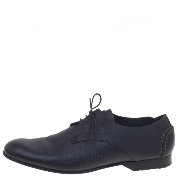 Pre Owned Hermes Black Leather Kent Derby Size 44